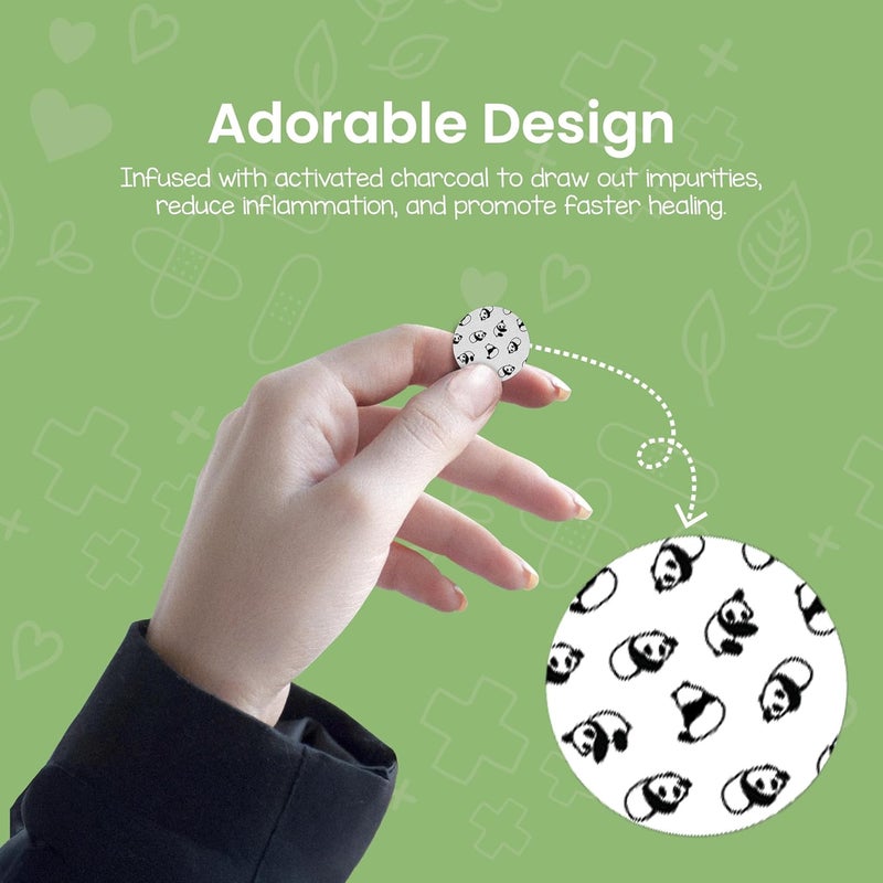 PATCH Bite Relief Spots, cute panda designed bamboo bandage dot with activated charcoal, great for sensitive skin, hypoallergenic, 30 pack - Image 4